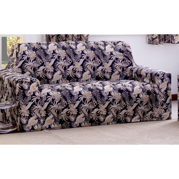 Capa de Sofá Adere Floral Preto 02 e 03 Lugares