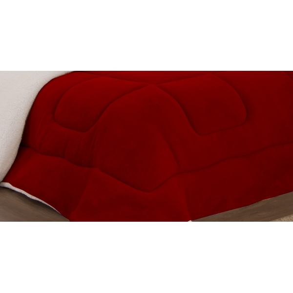 Edredom Coberdrom King Sherpa Pele de Carneiro c/ Soft Vermelho