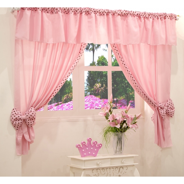 Cortina para quarto Ursinha Rosa 2 metros