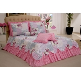 Kit Colcha Cobre leito Belize casal king size 05 pçs rosa