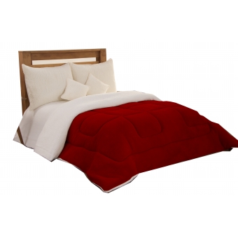 Edredom Coberdrom Solteiro Sherpa Pele de Carneiro c/ Soft vermelho