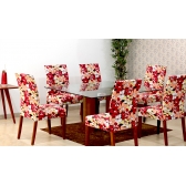 Capas de Cadeira 06 Lugares Floral Vermelho