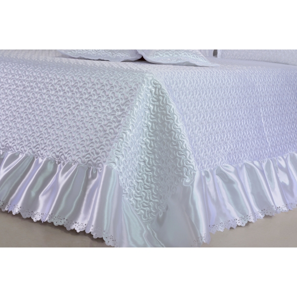 Kit de Colcha Cobre leito Athena Casal Queen 05 peças Branco