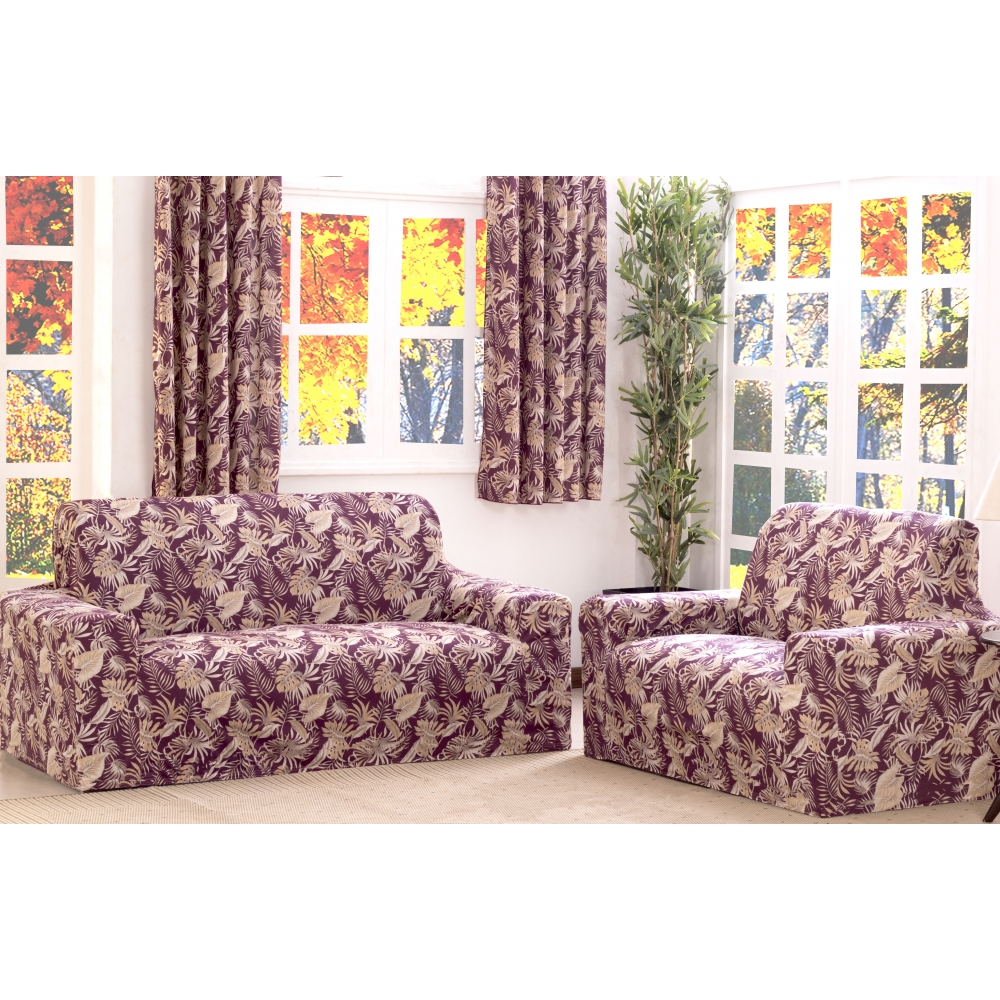 Capa de Sofa Adere Floral Vinho 02 e 03 Lugares