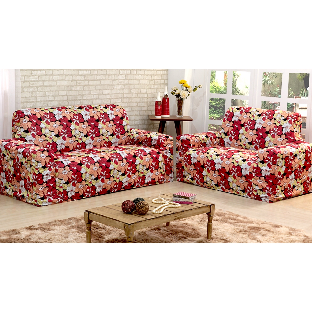 Capa de Sofá Adere Floral Vermelho 02 e 03 Lugares