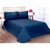 Kit Cobreleito Classic Queen 03 pçs Azul