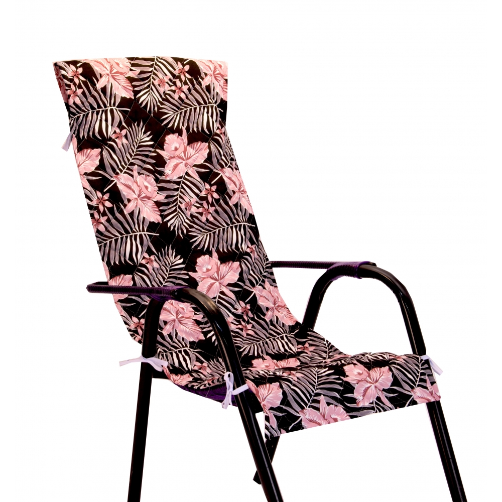 Capa de Cadeira Espreguiçadeira Floral Rosa