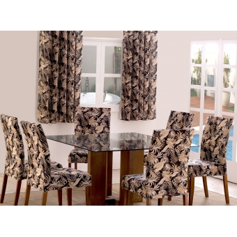 Capas de Cadeira 04 Lugares Floral Preto